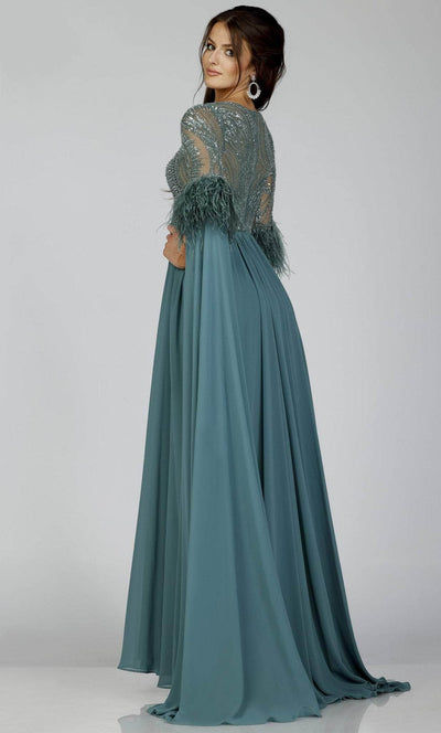 Terani Couture 231M0492 - Sequin and Feathered Chiffon Gown Special Occasion Dress