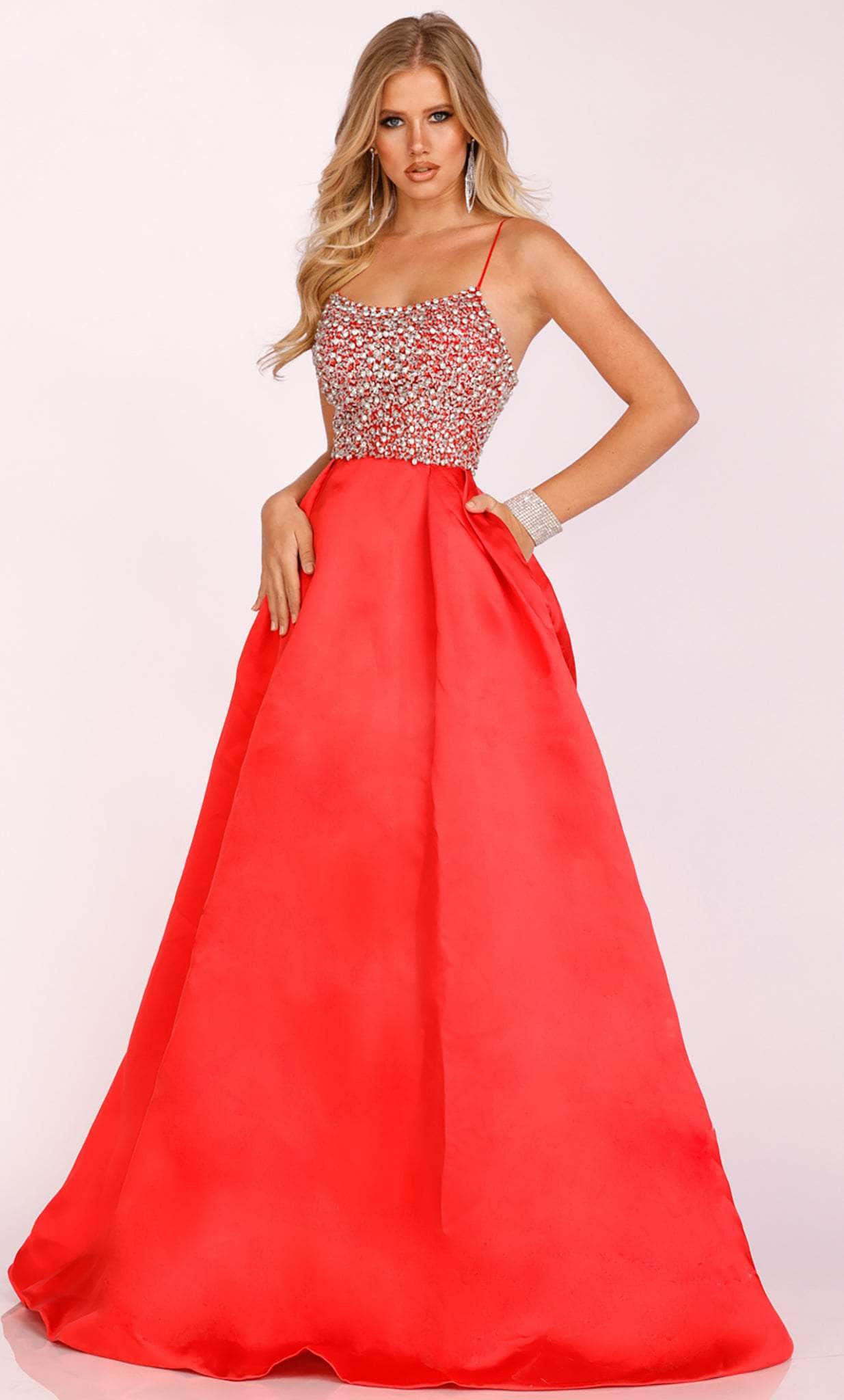 Terani Couture 231P0087 - Beaded Scoop Prom Gown Special Occasion Dress 00 / Red