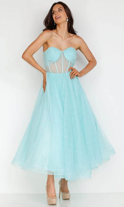 Terani Couture 231P0534 - Illusion Corset Prom Dress Special Occasion Dress 00 / Mint