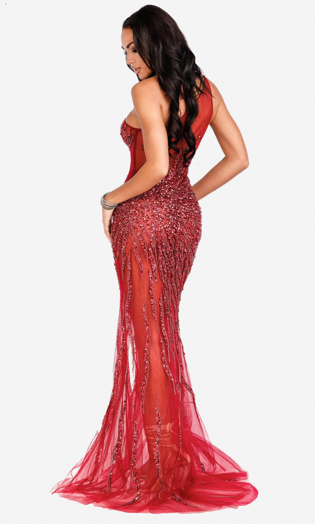 Terani Couture 231P0560 - One Shoulder Beaded Tulle Prom Gown Special Occasion Dress
