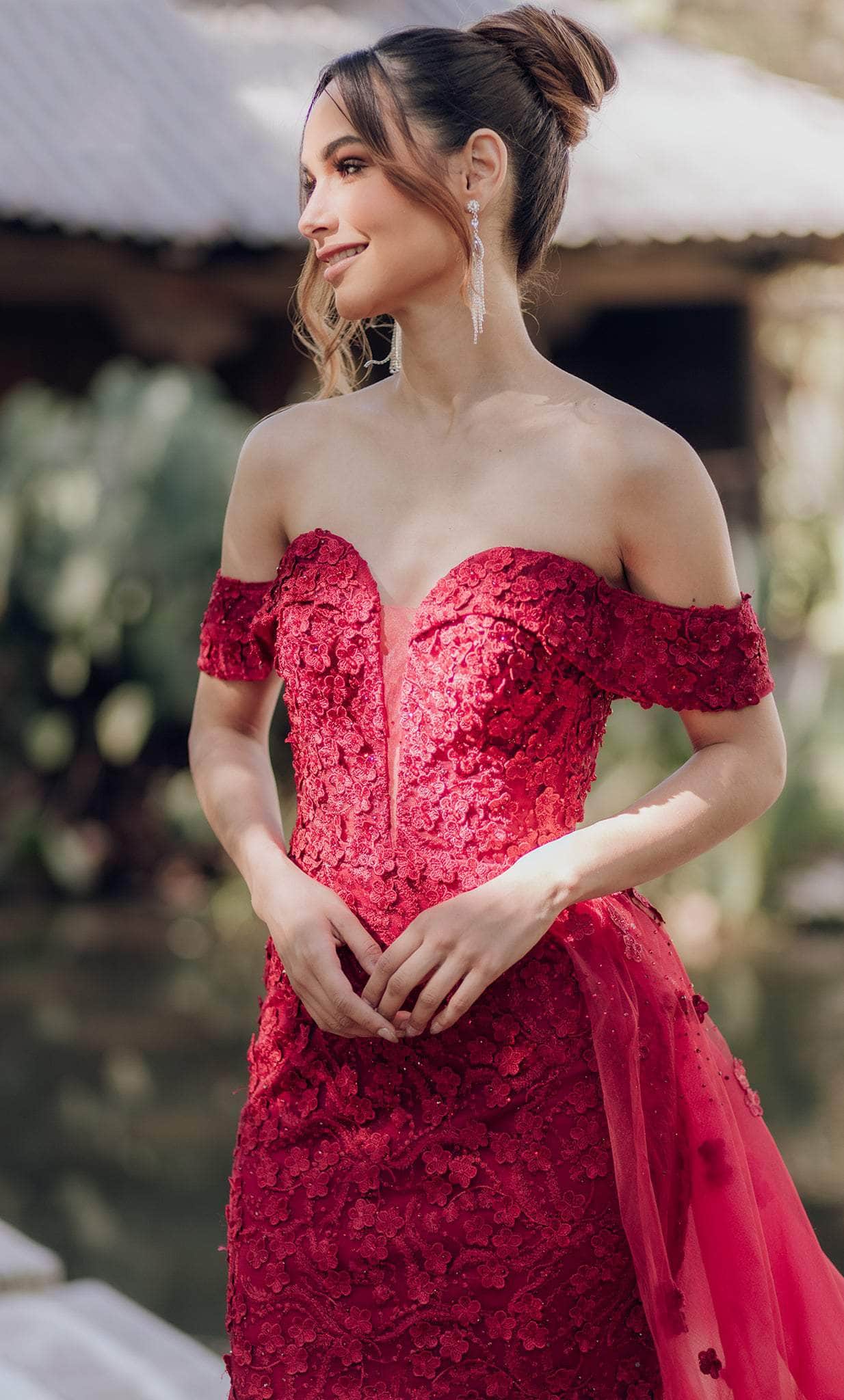 Terani Couture 232E1203 - Embroidered Off-Shoulder Prom Gown Special Occasion Dress
