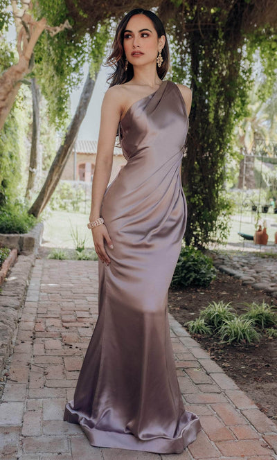Terani Couture 232E1228 - Asymmetric Bow Back Evening Gown Special Occasion Dress 00 / Taupe