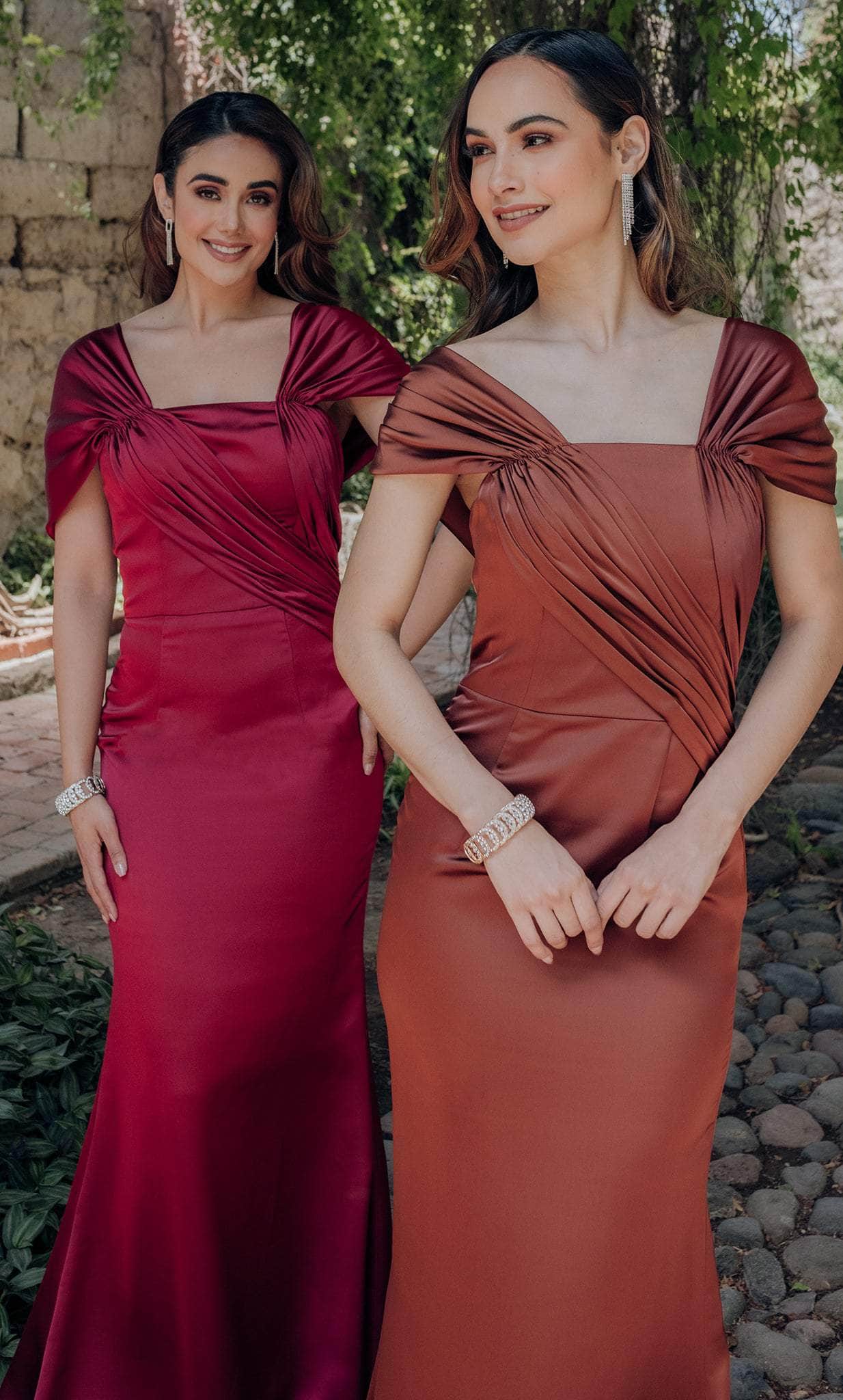 Terani Couture 232E1278 - Cap Sleeve Matte Satin Evening Gown Special Occasion Dress