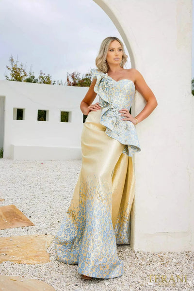 Terani Couture 241E2402 - Asymmetrical A-Line Overskirt Evening Dress Special Occasion Dress