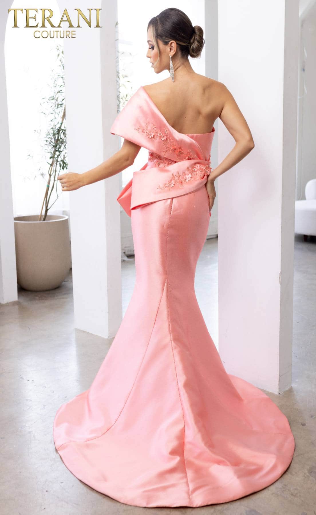Terani Couture 241E2468 - Applique Draped Evening Dress Special Occasion Dress