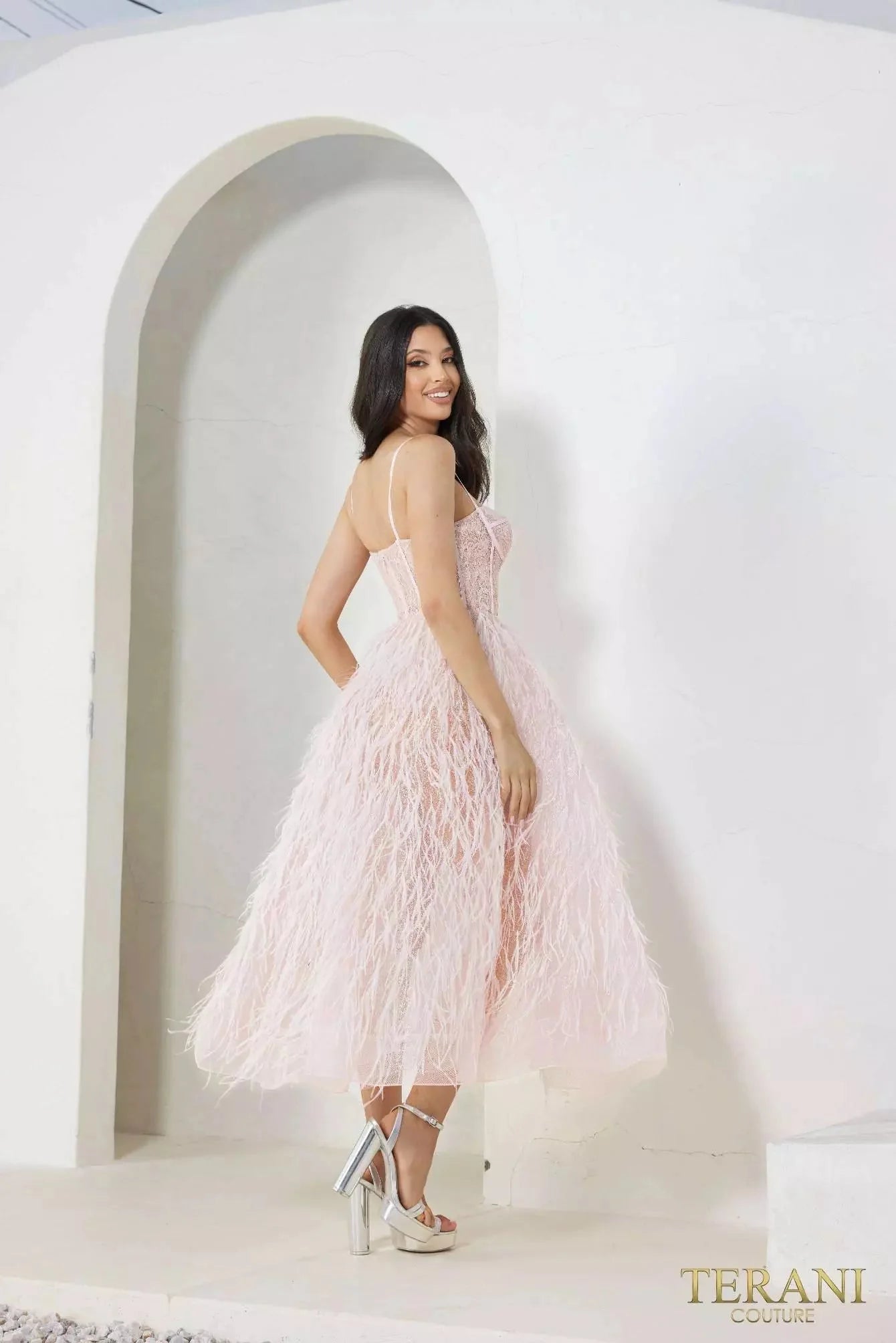 Terani Couture 241P2022 - Corset Tea-Length Prom Dress Special Occasion Dress