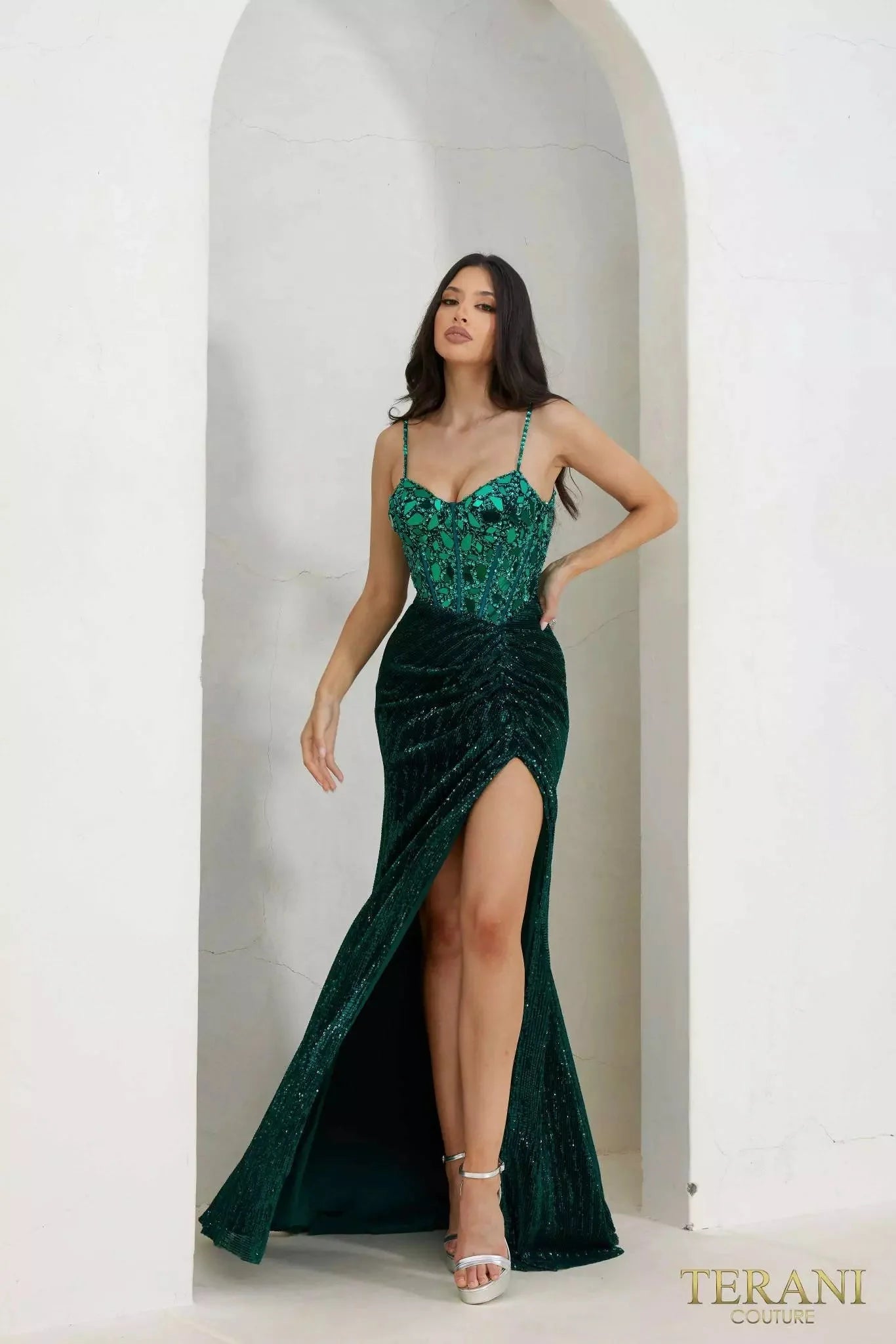 Terani Couture 241P2119 - Sequin Slit Prom Dress Special Occasion Dress