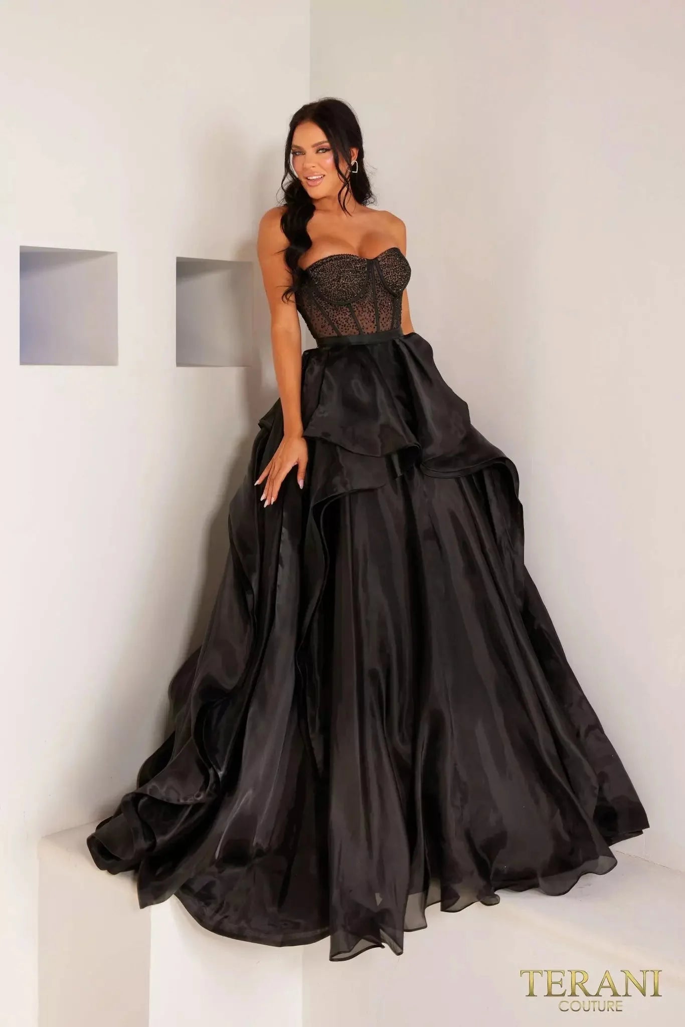 Terani Couture 241P2209 - Embellished Heat Set Stone Strapless Ballgown Special Occasion Dress