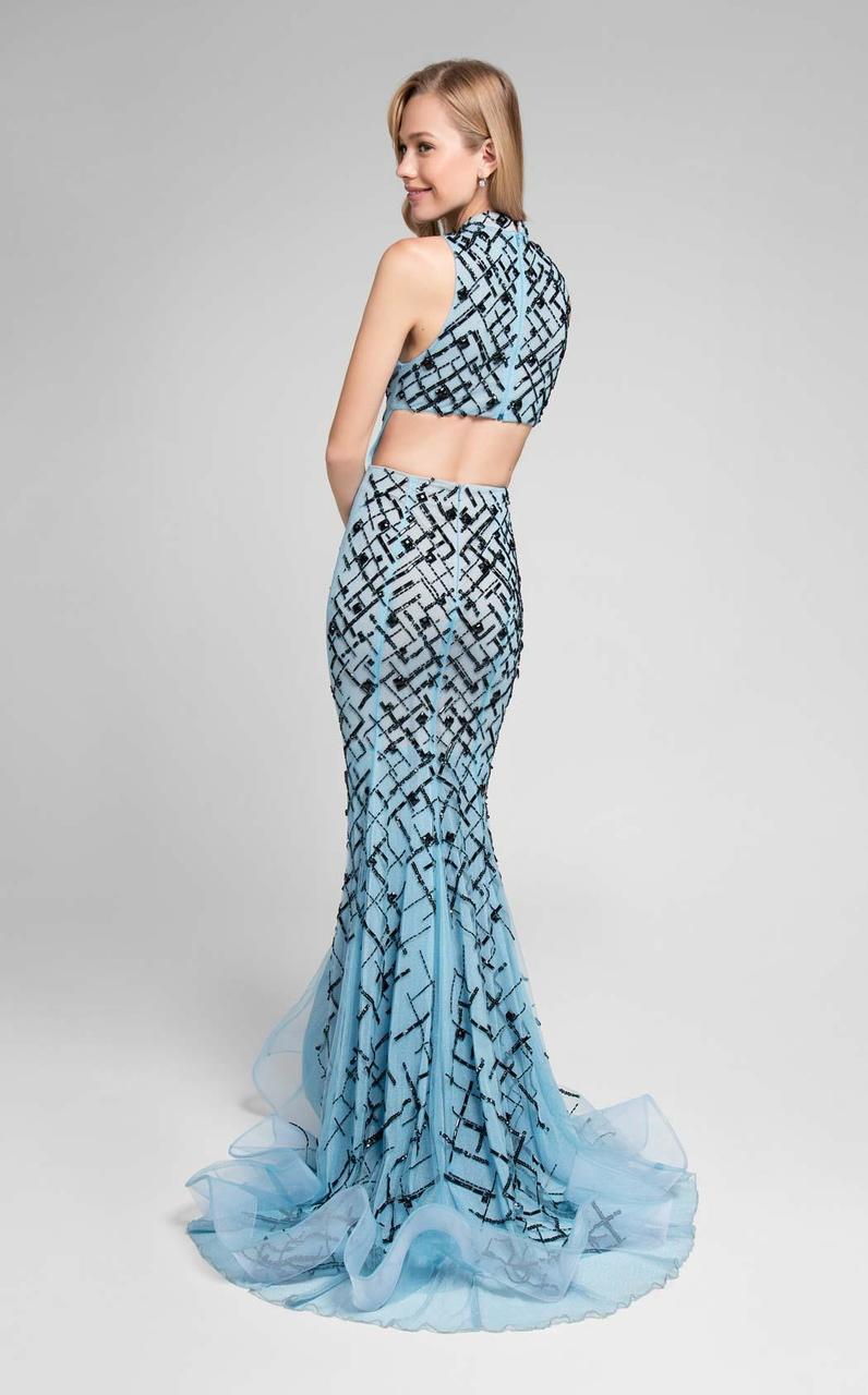Terani Couture - Beautiful Beaded Pattern Mock Neck Mermaid Gown 1712P2494 Special Occasion Dress
