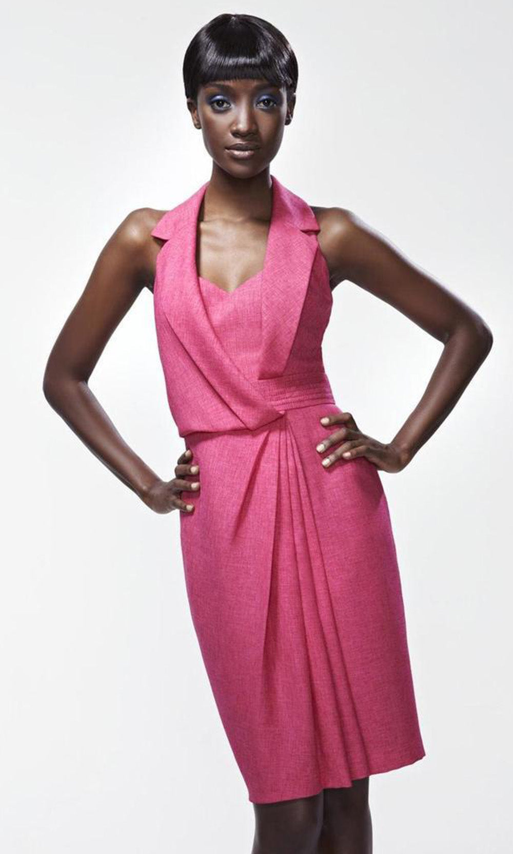 Theia - 870033 Collared Neck Cocktail Dress - 1 pc Fuchsia In Size 4 Available CCSALE 4 / Fuchsia