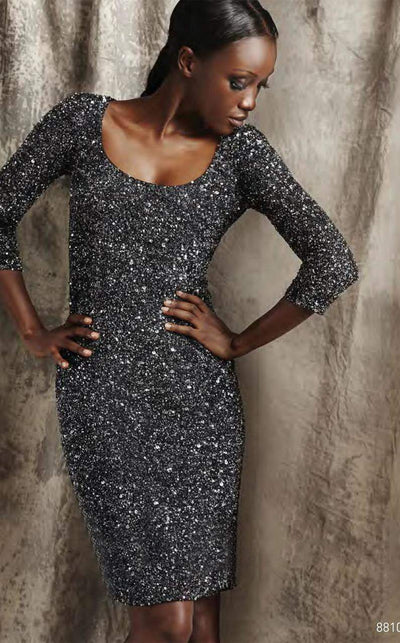 Theia - 881046 Shimmering Sequined Scoop Sheath Dress Special Occasion Dress