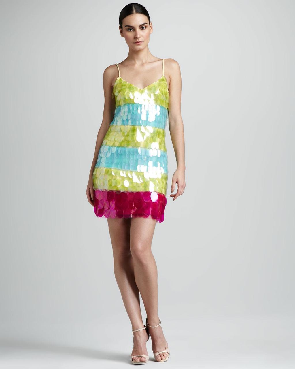Theia - 881103 Sequined Sleeveless Multi-Colored Cocktail Dress Special Occasion Dress