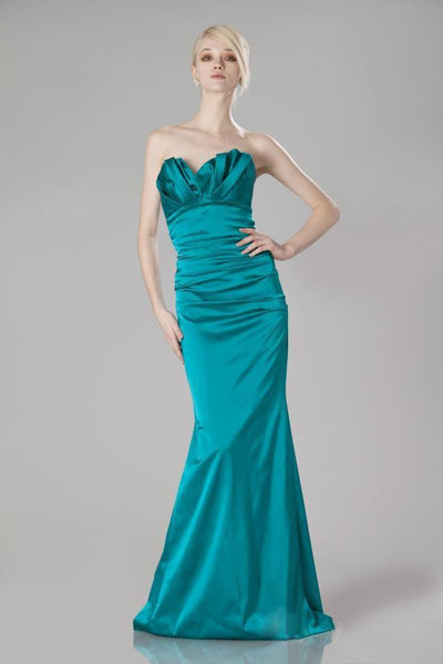 Theia - 881705 Strapless Origami Ruched Satin Sheath Dress Special Occasion Dress