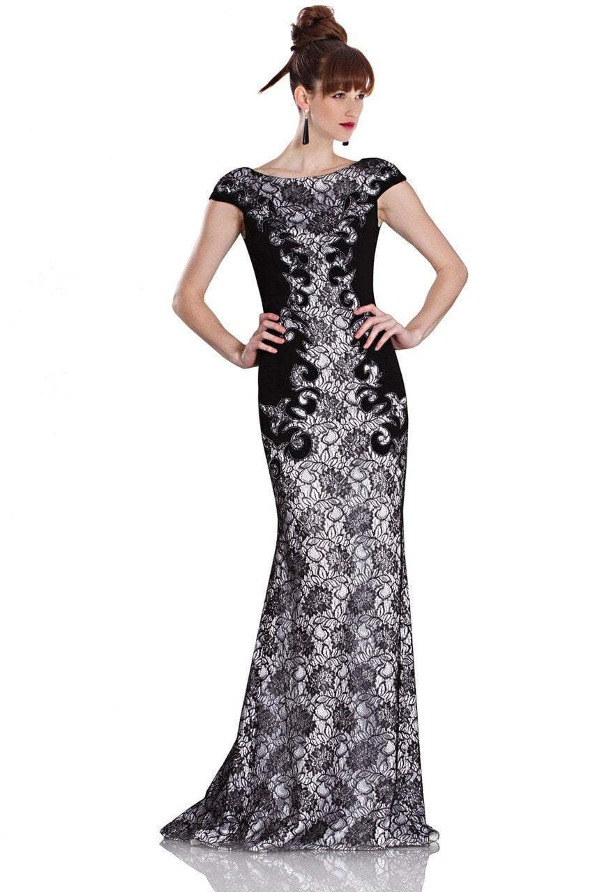 Theia - 882045 Bateau Neck Lace Cap Sleeves Long Gown Special Occasion Dress