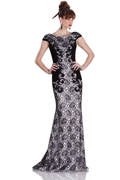 Theia - 882045 Bateau Neck Lace Cap Sleeves Long Gown Special Occasion Dress