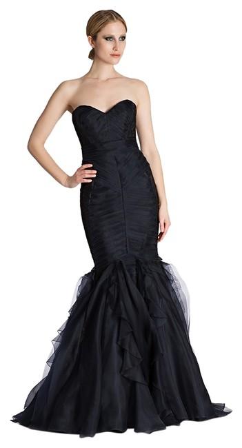 Theia - 882064 Strapless Shutter Pleat Organza Evening Dress Special Occasion Dress 2 / Midnight