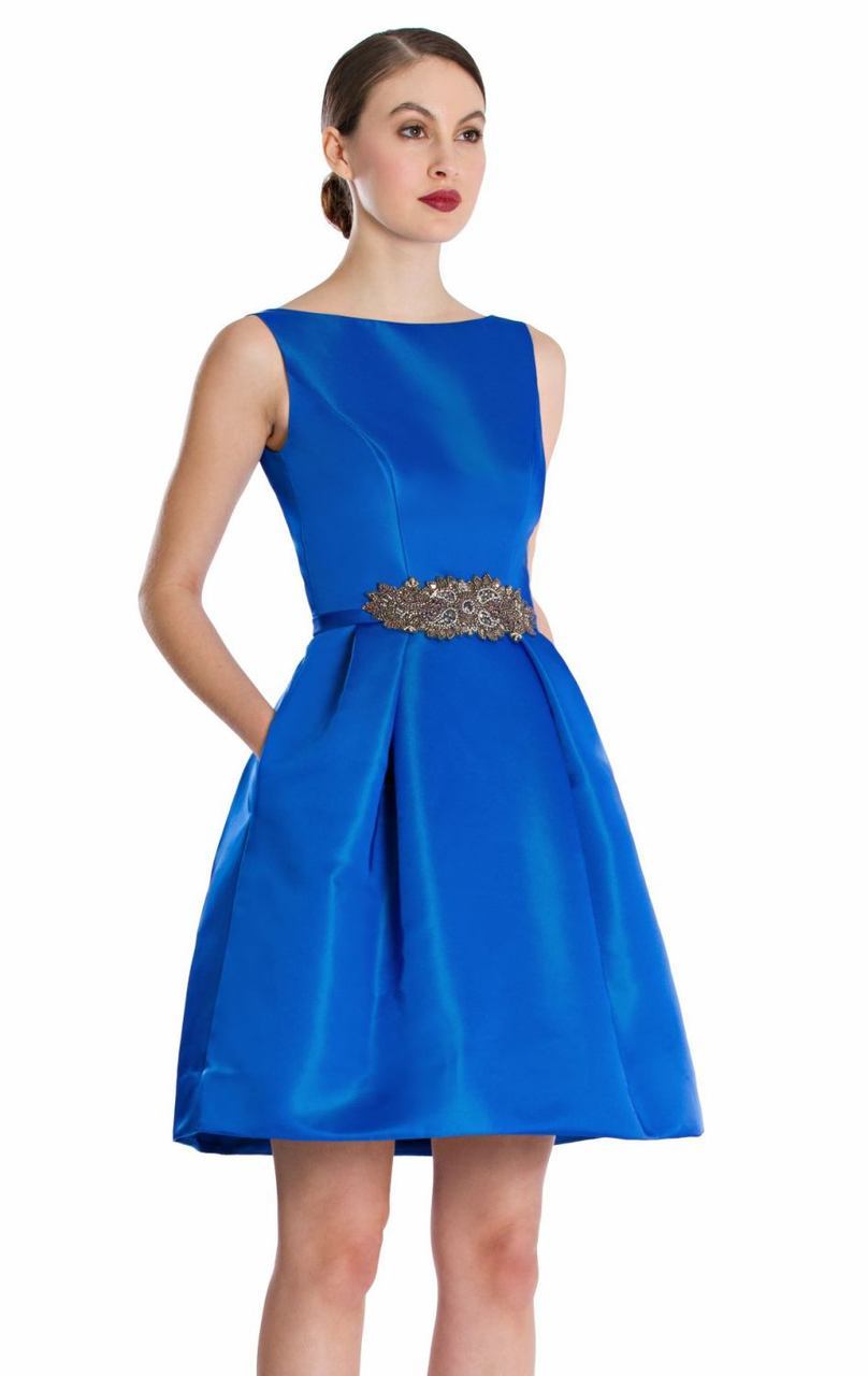 Theia - 882097 Embellished Structured Cocktail Dress Special Occasion Dress 12 / Royal