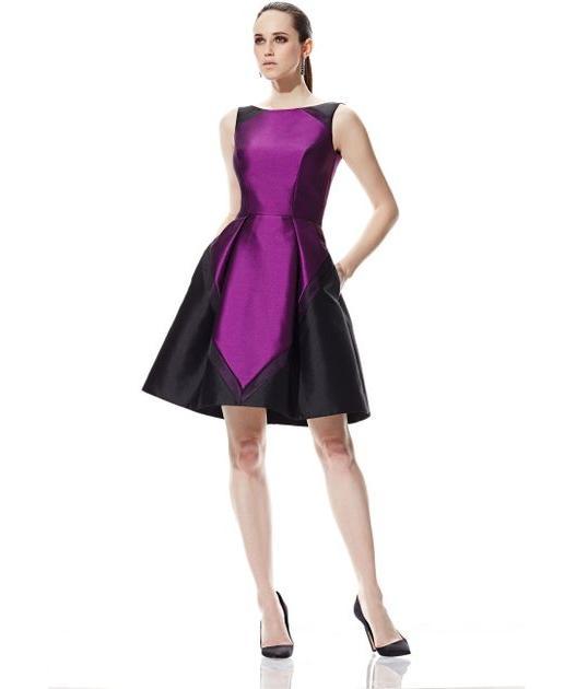 Theia - 882557 Colorblock Cocktail Dress Special Occasion Dress 0 / Violet Black