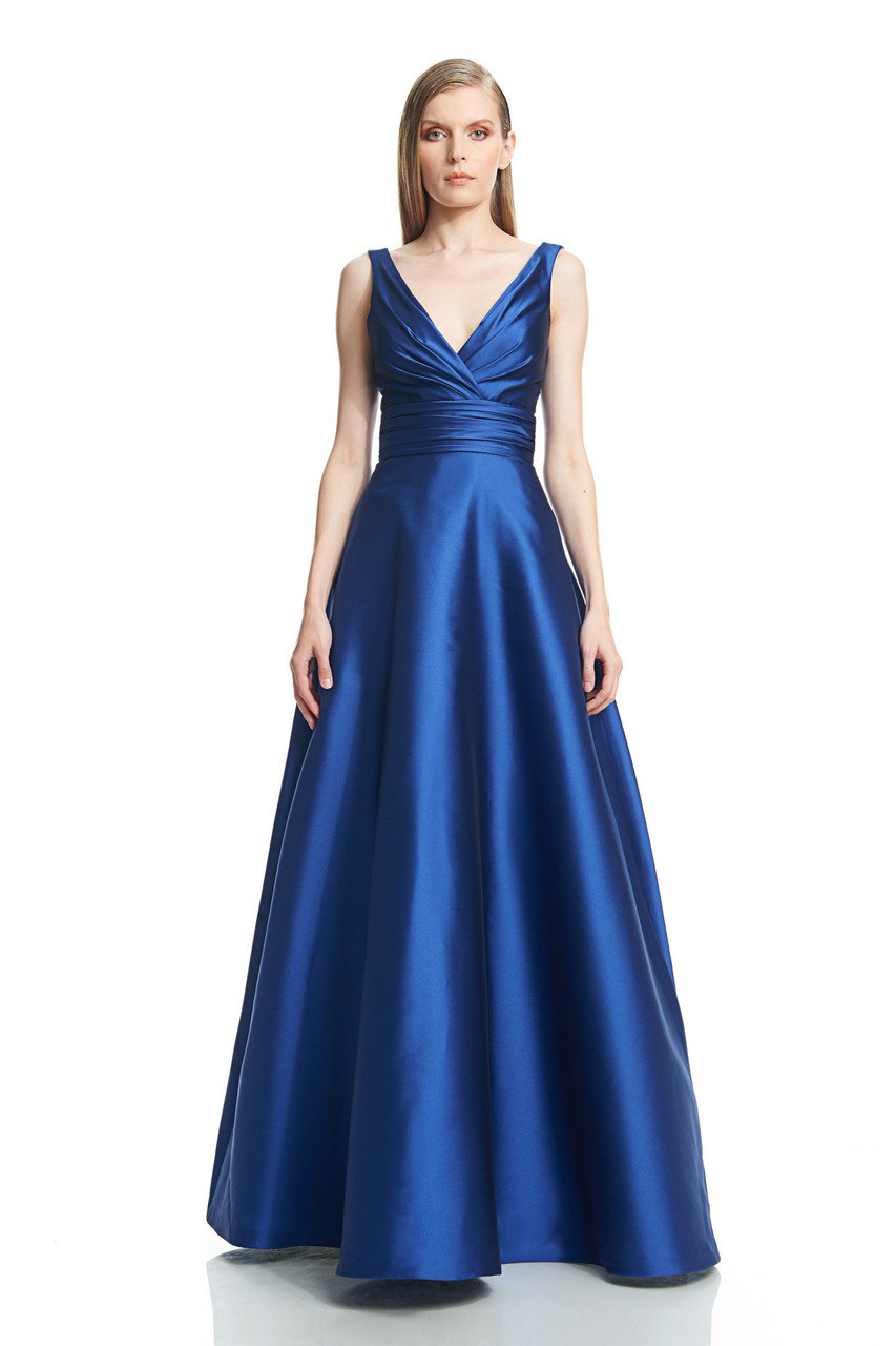Theia - 882654 Draped V-Neck Satin Evening Dress Special Occasion Dress 10 / Orchid