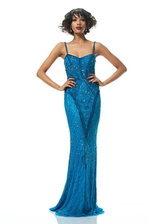 Theia - 882921 Sequined Mesh Long Gown Special Occasion Dress