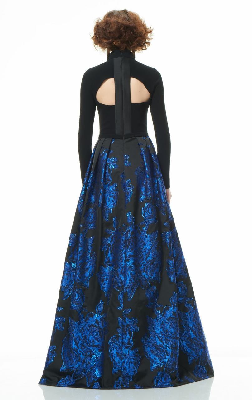 Theia - 883053 High Neck Long Sleeves Pleated A Line Long Gown Special Occasion Dress