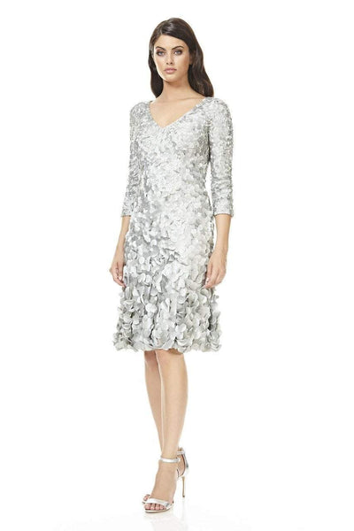 Theia - 883099 Quarter Sleeve Petal Ornate A-Line Cocktail Dress Special Occasion Dress