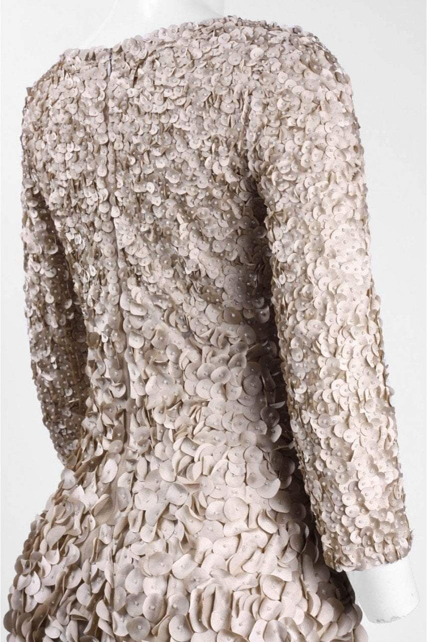 Theia - 883099 Quarter Sleeve Petal Ornate A-Line Cocktail Dress Special Occasion Dress
