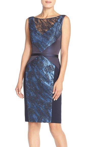 Theia - Embellished Mesh Cocktail Dress 882644 Special Occasion Dress 10 / Marina Blue