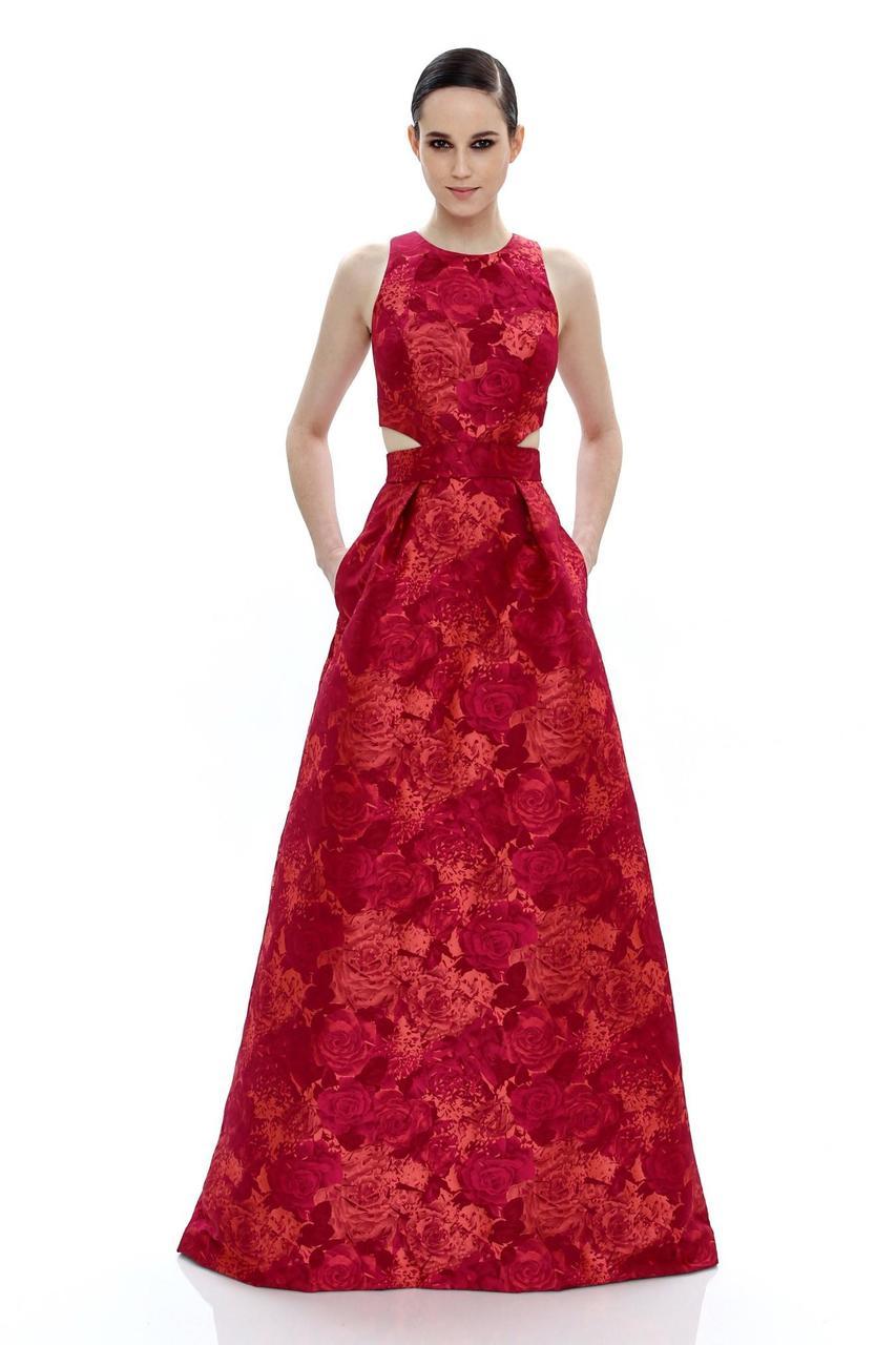 Theia - Floral Jewel Neck Dress 882438 Special Occasion Dress 14 / Rouge