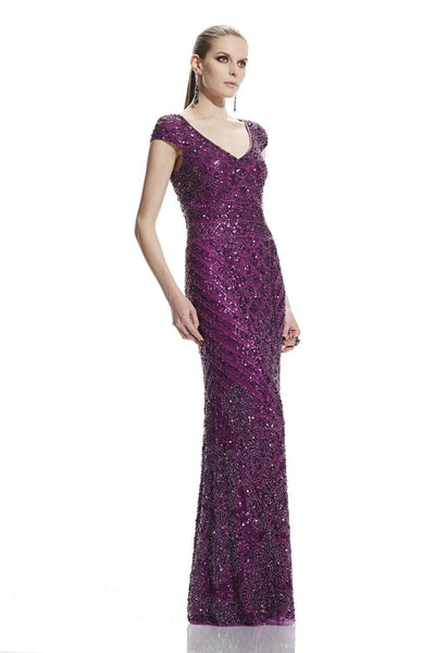Theia - Sequined V-Neck Dress 882465 Special Occasion Dress