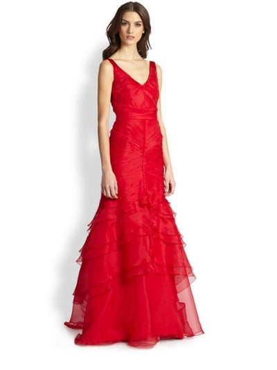 Theia - V-Neck Silk Organza Mermaid Dress 881925 Special Occasion Dress
