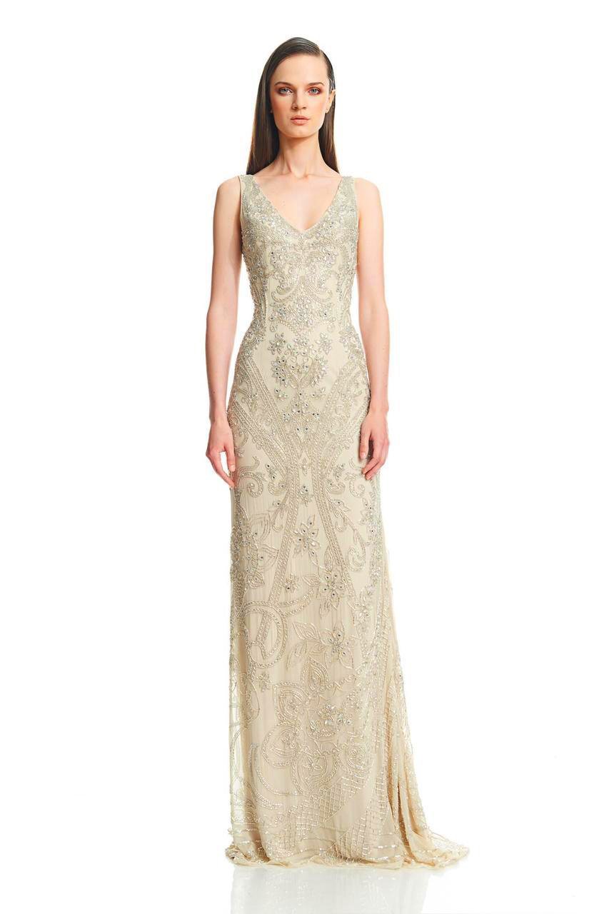 Theia - V-Neckline Beaded Gown 882595 Special Occasion Dress