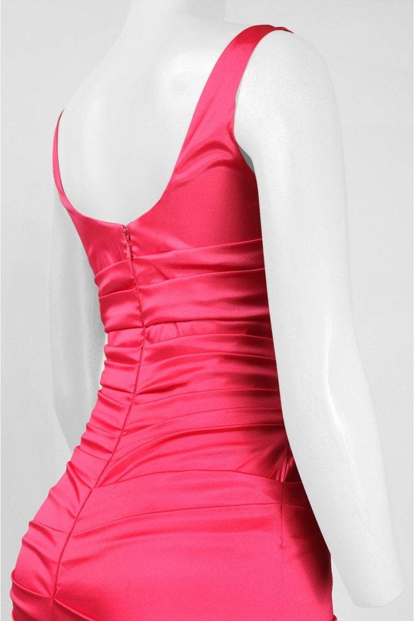 Theia - 881195 Asymmetric Cowl Neck Mermaid Taffeta Gown in Pink
