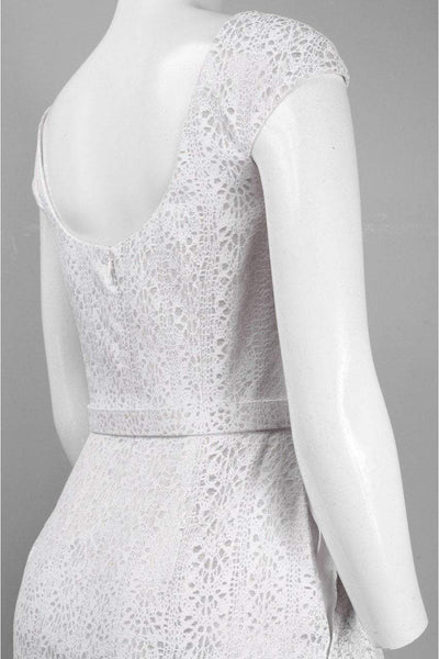 Theia - 881242 Cap Sleeve Bateau Jacquard Bridal Dress in White