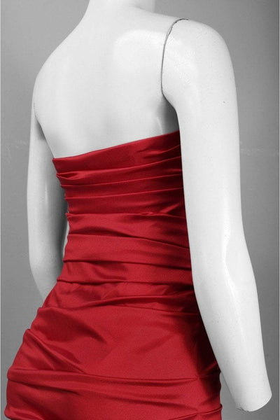 Theia - Strapless Sweetheart Ruched Taffeta Gown 881196 in Red