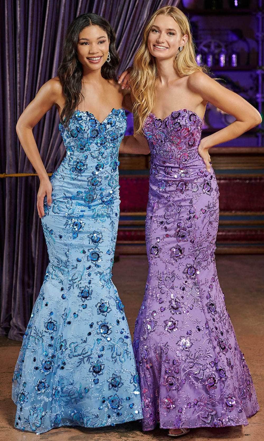 Tiffany Designs 16052 - Embellished Mermaid Evening Gown Evening Dresses 0 / Blue