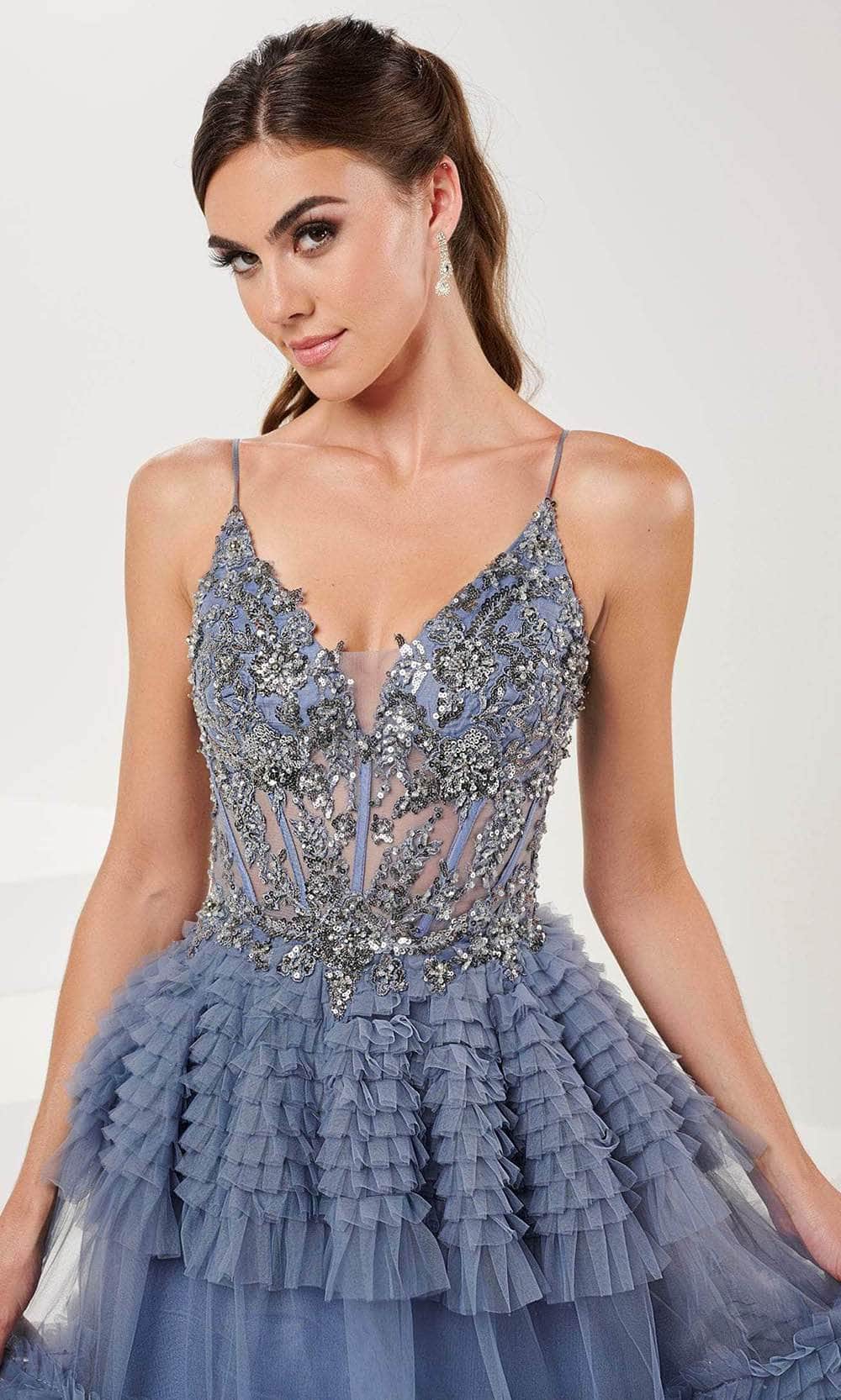 tiffany lace dress Tiffany Designs 16110 Sequin Skirt Lace Bodice Dress