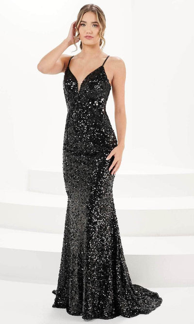 Tiffany Designs 16059 - Cutout Back Evening Gown Evening Dresses 0 / Black