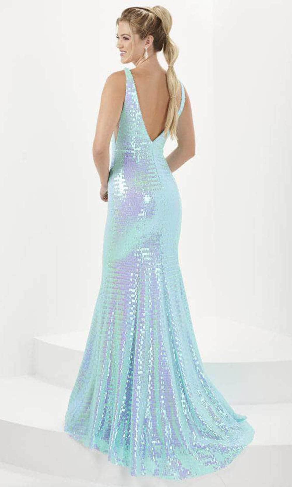 Tiffany Designs 16065 - Fringed Sequin V-Neck Evening Gown Evening Dresses