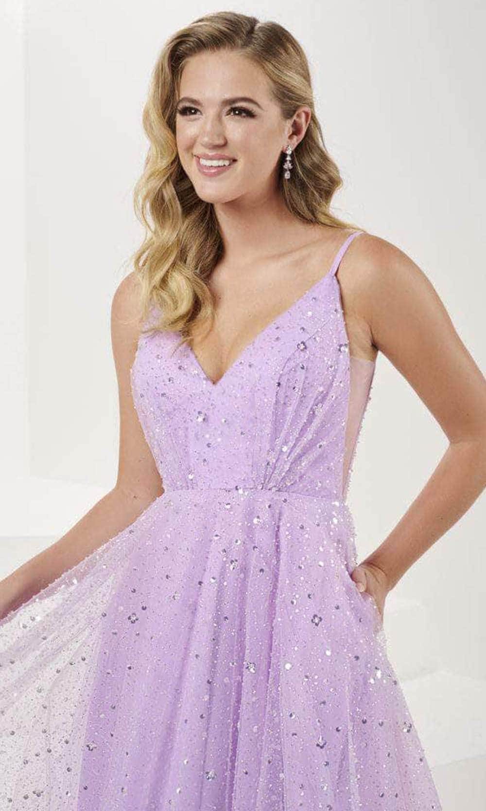 Tiffany Designs 16066 - Illusion Corset Back Glitter Evening Gown Evening Dresses 0 / Lilac