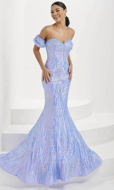 Tiffany Designs 16071 - Sweetheart Swirl Beaded Prom Gown Evening Dresses 0 / Periwinkle Multi