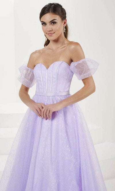 Tiffany Designs 16083 - Detachable Sleeve Glitter Evening Gown Evening Dresses 0 / Lavender
