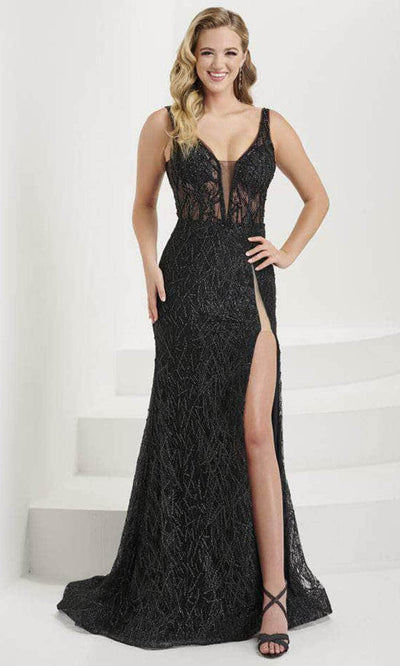 Tiffany Designs 16084 - Sleeveless Illusion Bodice Evening Gown Evening Dresses 0 / Black