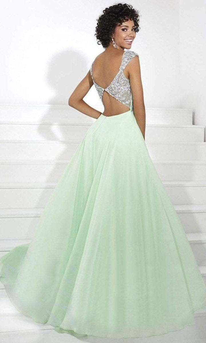 Tiffany Designs - 16085SC Bedazzled Chiffon Flowy Dress