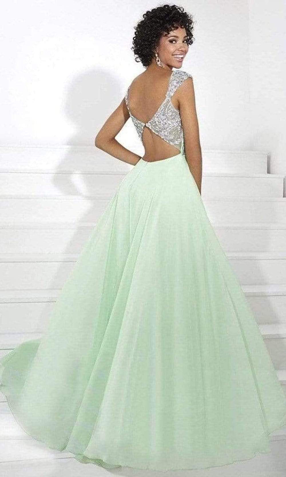 Tiffany Designs - Bejeweled Sleeveless A-Line Gown 16085SC In Green