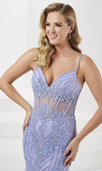 Tiffany Designs 16095 - Lace Appliqued Mermaid Evening Gown Evening Dresses 0 / Lilac