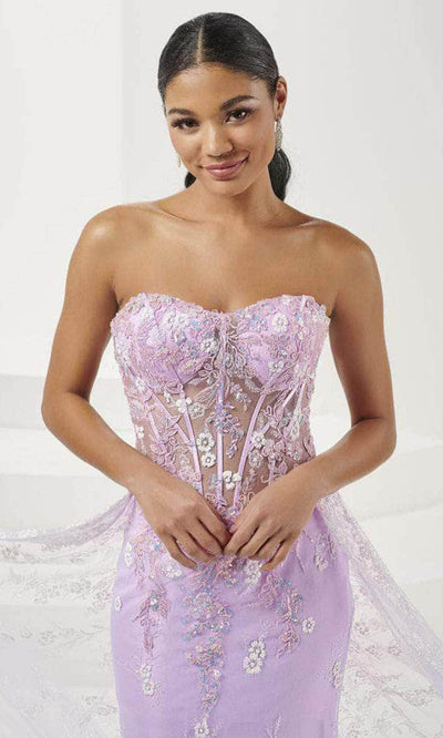 Tiffany Designs 16107 - Sweetheart Floral Overskirt Evening Gown Evening Dresses 0 / Lilac