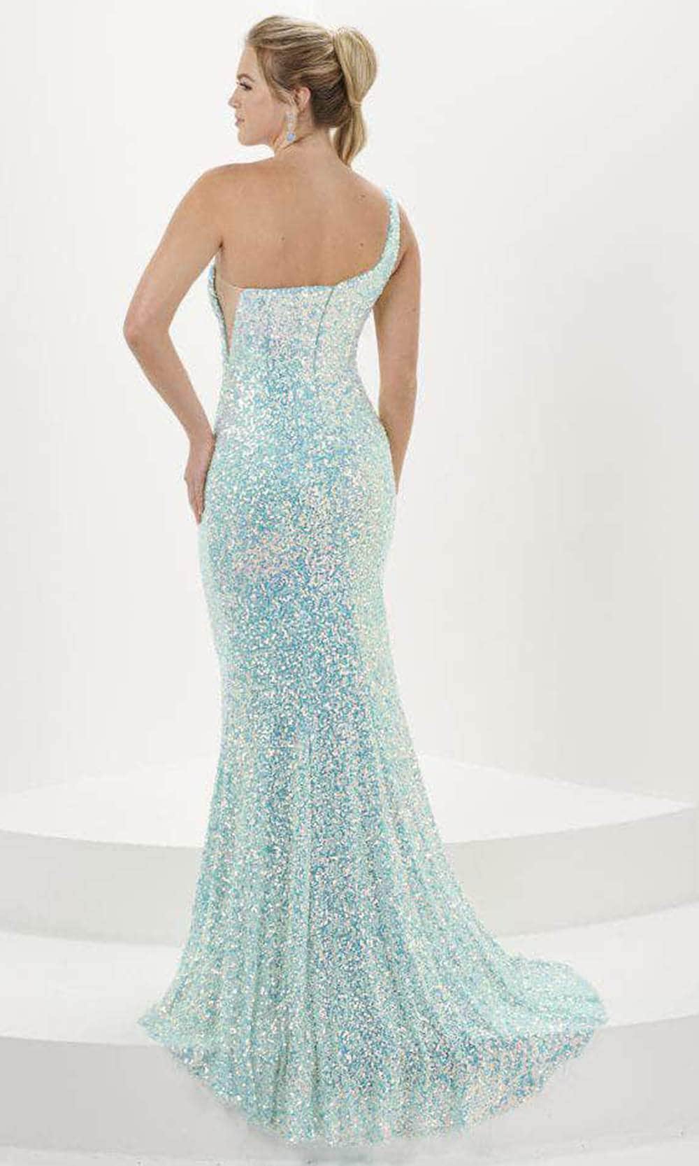 Tiffany Designs 16114 - One Shoulder Sequin Evening Gown Evening Dresses
