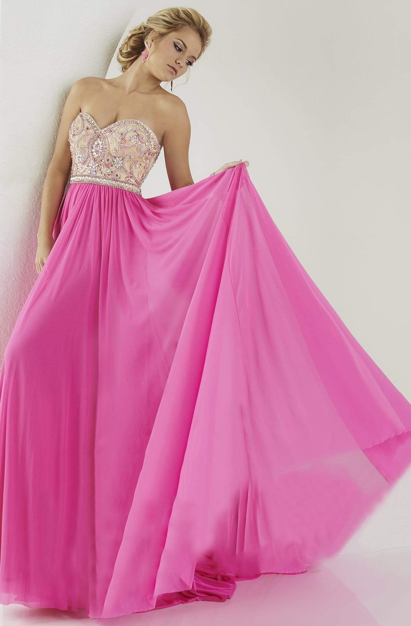 Tiffany Designs - 16187 Intricately Detailed Sweetheart A-Line Evening Gown Special Occasion Dress 0 / Cerise Pink