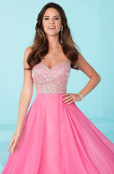 Tiffany Designs - 16231 Scintillating Beaded Sweetheart Chiffon A-line Skirt Special Occasion Dress 0 / Party Pink